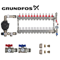 Underfloor Heating Manifold 12 Port Complete Kit with Grundfos UMP3 Pump, Isolation Ball Valves and 16mm Eurocone Adapters