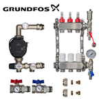 Underfloor Heating Manifold 3 Port + Grundfos Pump - 304 Stainless Steel UFH Kit, A-Rated, Ball Valves | Braxtherm
