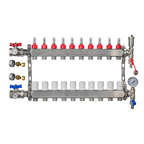 Underfloor Heating Manifold 10 Port 16mm - Stainless Steel UFH Set with Flow Meters, Ball Valves & Auto Air Vent | Braxtherm