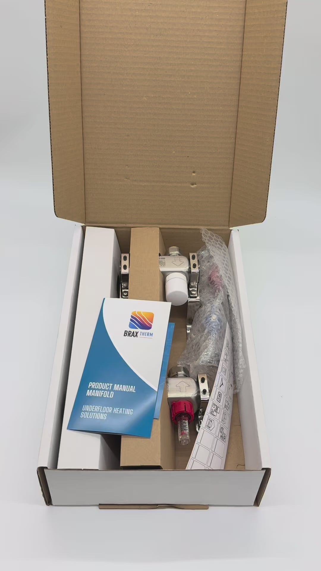 Underfloor Heating Manifold 2 Port Complete Kit with Grundfos UMP3 Pump, Isolation Ball Valves and 16mm Eurocone Adapters
